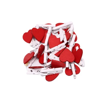 20 Adet Sevimli Mini Kırmızı Kalp Şeklinde Ahşap Fotoğraf ataşlar kart tutucu Ev Dekorasyon Klipleri Ofis Aksesuarları