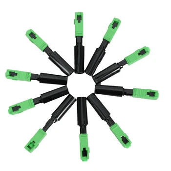 40 Adet Ftth Gömülü Hızlı Bağlantı SC / APC Yeşil Plastik Fiber Optik Konnektör