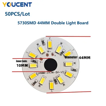 50 adet / grup DC5V yuvarlak led ışık kurulu 3 W ışık levha 5730 SMD ampul ışık çift renkli Downlight ışık kaynağı kurulu 44mm