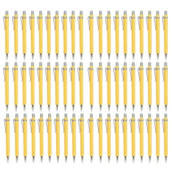 60 Adet / grup Bambu Ahşap Tükenmez Kalem 1.0 mm Ucu Ofis Okul Yazma Kırtasiye İş İmza Tükenmez Kalemler Bambu Kalem