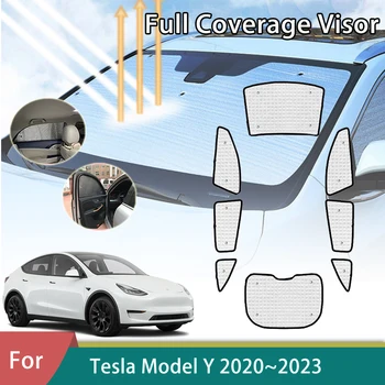 Araba Tam Kapsama Güneş Şemsiyeleri Tesla Modeli Y 2020 2021 2022 2023 Anti-UV Pencere Güneş Gölge Siperliği Cam Aksesuarları