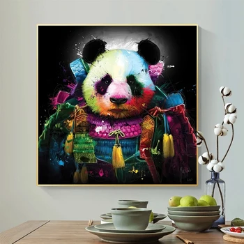 Graffiti Sokak Sanatı Panda Savaşçı Tuval Boyama Baskı Soyut Hayvan Posteri Duvar Resmi Ev Duvar Sanatı Dekorasyon Cuadros