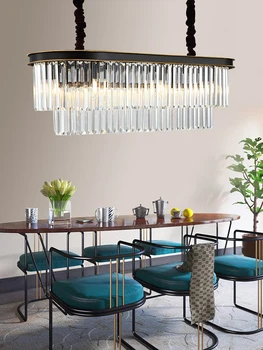 Lüks Siyah Kristal Avize Yemek Odası İçin Oval Tasarım modern ev dekor aydınlatma armatürü Uzun Mutfak Ada Kristal Lamba