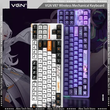 VGN V87 Kablosuz Mekanik Klavye Tek / Üç Modlu 87 Tuşları Hot Swap Bluetooth 2.4 G PBT Klavye RGB Oyun Mekanik Klavye
