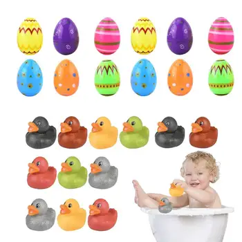 Önceden Doldurulmuş paskalya yumurtaları Ördekler İle Paskalya Lastik Ördekler Oyuncaklar Parlak Renkli Önceden Doldurulmuş paskalya yumurtaları Karnaval İyilik hediye çantası