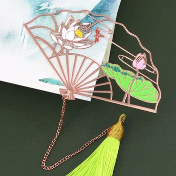 1 adet Kawaii Lotus Yusufçuk Püsküller İmi DIY Sevimli Boyama Kabartma kitap ayracı Sayfa Klasörü Ofis Okul Malzemeleri Kırtasiye
