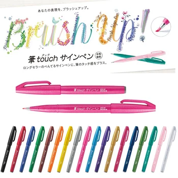 1 adet Yeni Renk Pentel Fırça Burcu Kalemler Fude Dokunmatik Kalem Esnek İpucu 24 Renkler Mevcut SES15C Pastel Renk Sanat Malzemeleri