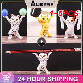 1 ~ 5 ADET Japon Büyüleyici Kedi kalemlik Tabut Dans Braketi Sevimli 3 2 Komik Kedi El Yapımı Masaüstü Dekorasyon