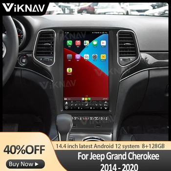 14.4 İnç Android12 Jeep Grand Cherokee 2014-2019 İçin Araba Radyo multimedya oyuncu dokunmatik ekranı Stereo GPS Navigasyon