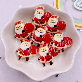 20 adet Kawaii Reçine Boyalı Renkli Noel Noel Baba Flatback Taş Mini Figürler Karalama Defteri DIY Yay Aksesuarları El Sanatları OK1