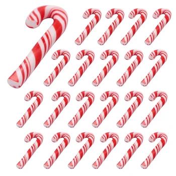 200 Adet Kırmızı Ve Beyaz El Yapımı Noel baston şeker Minyatür Gıda Dollhouse Ev Dekor Kil baston şeker Yaklaşık 3. 2X1cm