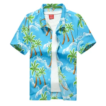 2024 Hawaiian erkek Gömlek Kısa Kollu Oversied Bluzlar Yaz Plaj Gömlek Gevşek Rahat Sahil Sörf Beachwear