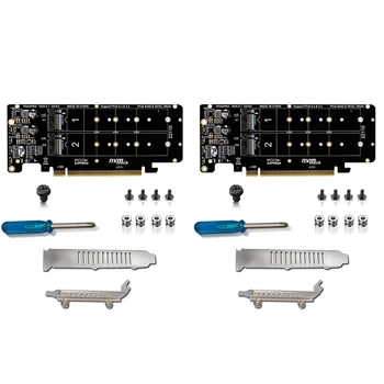 2X PCIE X16 To M. 2 M Anahtar Nvmex4 SSD 2U Sunucu Yükseltici Kartı Çift Taraflı 4 Disk NVME RAID PCI-EX16 Bölünmüş Kart