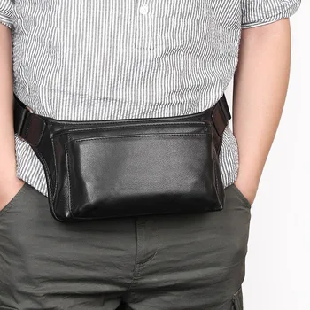 3 Fermuarlı Deri Bel Çantası Erkekler İçin Erkek fanny Paketi Koşu Çantası İçin Deri Bel Paketi Açık tek kollu çanta Siyah Kahve Erkek Çanta