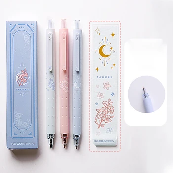3 adet / kutu Siyah Mürekkep İmza Kalem Nötr Kalemler Kawaii Sakura Jel Kalemler Yazma Kore Kırtasiye Okul Ofis Malzemeleri