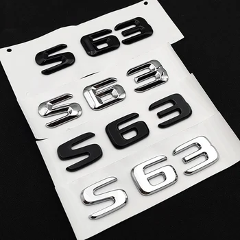 3D ABS Harfler Parlak Siyah Araba Arka Trunk Rozeti Sticker S63 Amblemi Logosu Mercedes Benz İçin S63 AMG W222 W221 2015 Aksesuarları