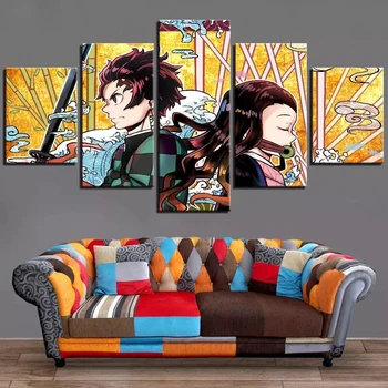 5 Adet duvar sanatı tuval yağlıboya Anime Karakter Posteri Modüler Ev Dekorasyon Resimleri Modern Oturma Odası Yatak Odası Çerçeve