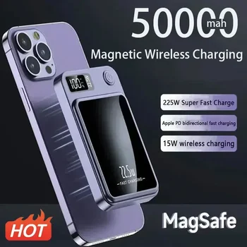 50000mAh Taşınabilir Macsafe Manyetik Güç Bankası Hızlı Kablosuz Şarj iphone 12 13 14 Pro Max Harici Yardımcı Pil Paketi
