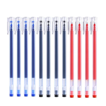 6-12 ADET Jel kalem Seti Nötr Kalem pürüzsüz yazma hızlı kuru 0.5 mm Siyah mavi kırmızı renk Değiştirilebilir dolum okul Kırtasiye Malzemeleri