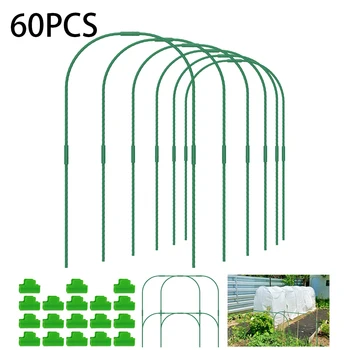 60 Adet Sera Hoop Büyümek Tünel Kiti Çelik Kemer Döken Braketi Bahçe Sera Fide Bitki Hoop Büyümek Tünel Desteği