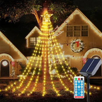 9X3M Plug-in / Güneş Noel Şelale Peri İşık Açık Noel Ağacı Yıldız dize ışık su Geçirmez Bahçe Veranda Garland ışık