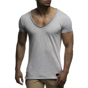A3249 Yeni varış derin V boyun kısa kollu erkek t shirt slim sağlıklı tişört erkekler ınce üst tee casual yaz gömlek camisetas hombre