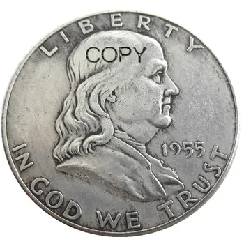 ABD 1955 PD Franklin Yarım Dolar Gümüş Kaplama Kopya Paraları