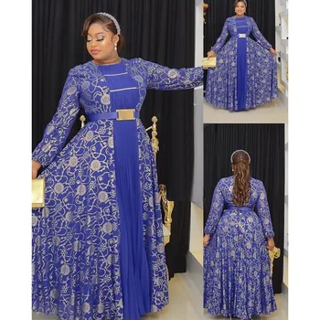 Afrika Maxi Elbiseler Kadınlar için Akşam Parti uzun elbise Afrika Giyim Zarif Kaftan Müslüman şifon elbise 2023 Artı Boyutu