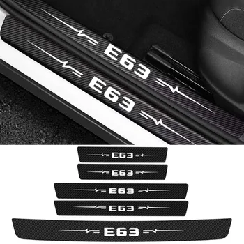 Araba Kapı Eşiği Koruyucu Anti Scratch Koruyucu Sticker Mercedes Benz için E63 Logo Karbon Fiber Arka Bagaj Tampon Çıkartmaları