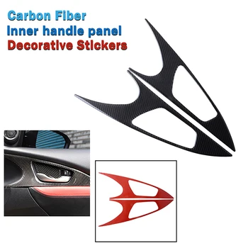 Araba Kapı Kolu Çerçeve Anahtarı Paneli Trim Gerçek Karbon Fiber Sticker Fit HONDA CİVİC İçin G10 10th 2015-2019 dekoratif şerit