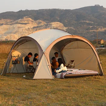 Açık gölgelik kamp kubbe çadır çadır tente su geçirmez güneş koruyucu anti-sivrisinek çadır taşınabilir katlanır büyük kapasiteli 8-10 kişi