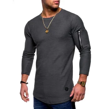 B1630 yeni T-shirt erkek ilkbahar ve yazlık t - shirt üst erkek uzun kollu pamuklu tişört vücut geliştirme katlanır