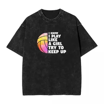 Biliyorum Gibi Oynamak Kız Yıkanmış T Shirt Voleybol Takımı Streetwear Casual T Shirt Yaz Harajuku Tee Tasarım Büyük Boy Üstleri