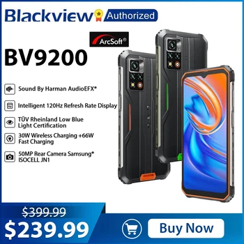 Blackview BV9200 güçlendirilmiş akıllı telefon 8GB + 256GB Helio G96 Su Geçirmez 6.6 