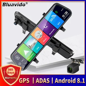 Bluavido 10 İnç 4G Android Araba Ayna DVR ADAS GPS Navigasyon HD 1080P WiFi Çift Kamera Otomatik Video Kaydedici 24 Saat İzleme