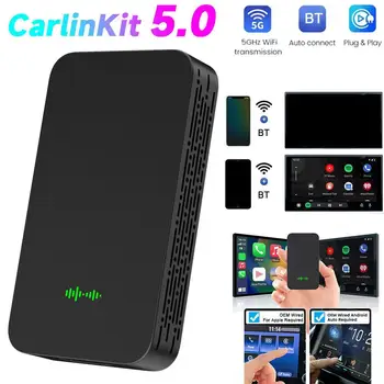 CarlinKit 5.0 Otomatik Kutu Kablosuz Adaptör Kablolu Kablosuz Android Akıllı Araba Aı Kutusu WiFi Bluetooth Otomatik Bağlantı Yeni