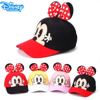 Disney Minnie çocuk beyzbol şapkası Kawaii Nefes güneş şapkası Kulakları ile Kızlar için Yüksek Kaliteli Yürüyüş Şapka Anime Nakış Bere