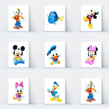 Disney Tuval Boyama Duvar Sanatı Klasik Serisi Film Minnie Mouse Posterler ve Baskılar Resim Çocuk Odası Dekorasyon Ev Dekor
