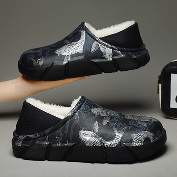 Erkek Moda Rahat pamuk terlikler Yeni peluş ayakkabı Ev kaymaz Aşınmaya dayanıklı Terlik EVA Pamuk Sandalet Sıcak satış Ayakkabı