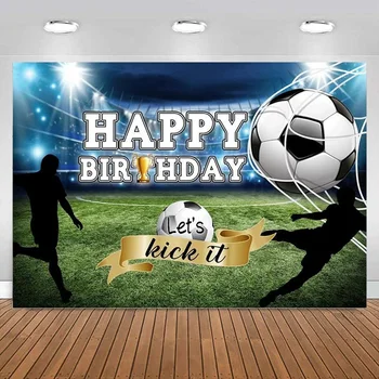 Futbol Mutlu Doğum Günü Zemin hadi Kick It Parti Dekorasyon Spor Fotoğraf Arka Plan Stadyum Sahası Çocuk Boys Odası Afiş