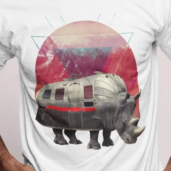 Gergedan Baskı Erkek T shirt Hayvan Sanat Onun İçin İllüstrasyon Bella Tuval Doğa