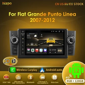 Hizpo 7 İnç Android 12 Araba Radyo FİAT Grande Punto Linea 2007-2012 Stereo Multimedya Video Oynatıcı GPS Navigasyon Carplay