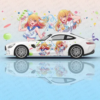 Hoshino Yakut Oshi hiçbir Ko Anime Araba Vücut Sticker Anime Itasha vinil Araba Yan çıkartma Araba Dekor Sticker Arabalar koruyucu film