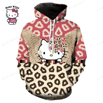 Kadın Kazak Ceket Hoodie kadın Cep Uzun Kollu Konfor Kazak Hello Kitty kadın Üst çocuk giyim