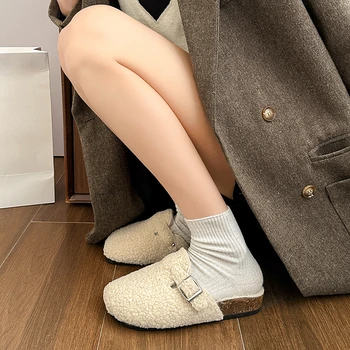 Kadın ayakkabısı Bayan Terlik Büyük Boy Kürk Flip Flop Kış Ayakkabı Med Kapak Ayak Platformu Akın Lüks Slaytlar 2023 Peluş Düz