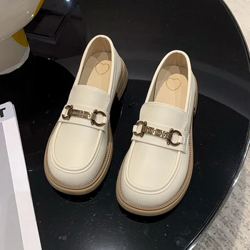 Kadınlar İçin yeni moda ayakkabılar Loafer'lar Bayanlar Kalın Taban Lolita Mary Jane Ayakkabı Flats Platformu rahat ayakkabılar Toka Zapatos De Mujer