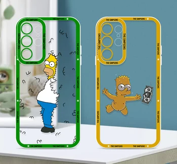 Komik Simpsons Bart telefon kılıfı İçin Samsung S23 S22 S21 S20 Pro FE Ultra A23 A52 A53 A71 Melek Gözler Şeffaf Kapak