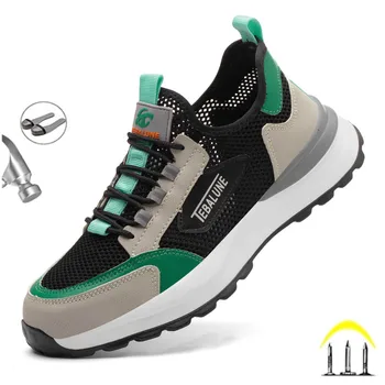 Kompozit burun Yıkılmaz İş Güvenliği Botları Sneakers Hafif Erkek Ayakkabı Plastik Ayak Yaz Nefes iş ayakkabısı