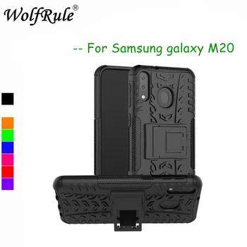 Kılıf Samsung Galaxy M20 Kapak Çift Katmanlı Zırh Silikon Case Arka Samsung M20 telefon tutucu Standı Kabuk M20 SM-M205F