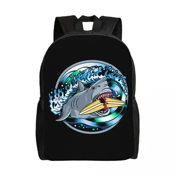 Kızgın Köpekbalığı Sörf Laptop Sırt Çantası Erkek Kadın Rahat Bookbag Okul Üniversite öğrencileri için çanta